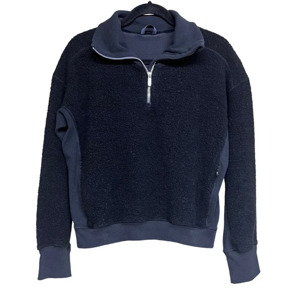 Lululemon Stand Out Sherpa 1/2 Zip‎ Black Women’s Size 8